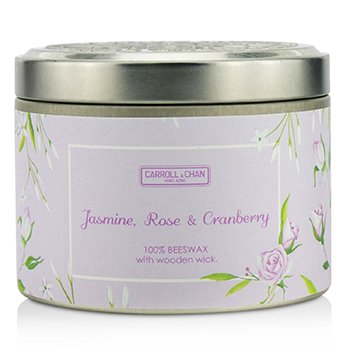 Tin Can 100% Beeswax Candle with Wooden Wick - Jasmine, Rose & Cranberry