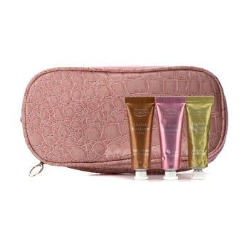 Set Pewarna Mata Berkrim Lembut (With Double Zip Pink Cosmetic Bag) - #03 Sage, #07 Sugar Pink, #08 Burnt Orange