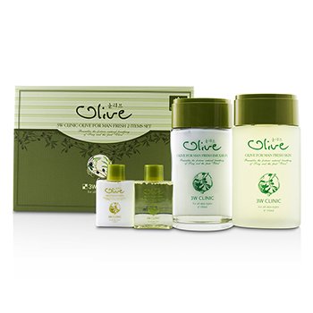 3W Clinic Olive For Man Set: 2x Fresh Skin, 2x Fresh Emulsion