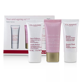Multi-Active 30+ Anti-Ageing Skincare Set: Gentle Refiner 30ml + Multi-Active Day Cream 30ml + Beauty Flash Balm 30ml