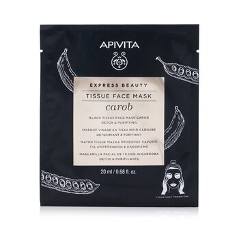Express Beauty Black Tissue Face Mask with Carob (Detox & Purifying)