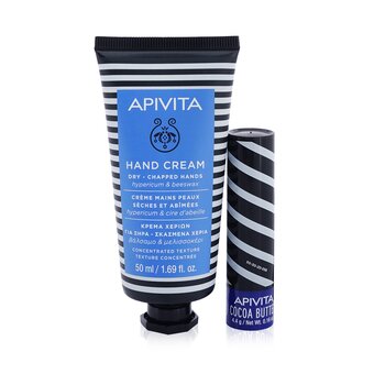 Apivita Bee Protective Hypericum Set: Hand Cream Hypericum & Beeswax 50ml+ Lip Care Cocoa Butter SPF20 4.4g