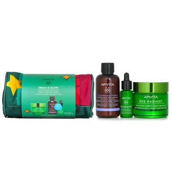Fresh & Glow (Bee Radiant- Night) Gift Set: Night Gel-Balm 50ml+ Serum 10ml+ Cleansing Creamy Foam 75ml+ Pouch (Exp. Date: 05/2024)